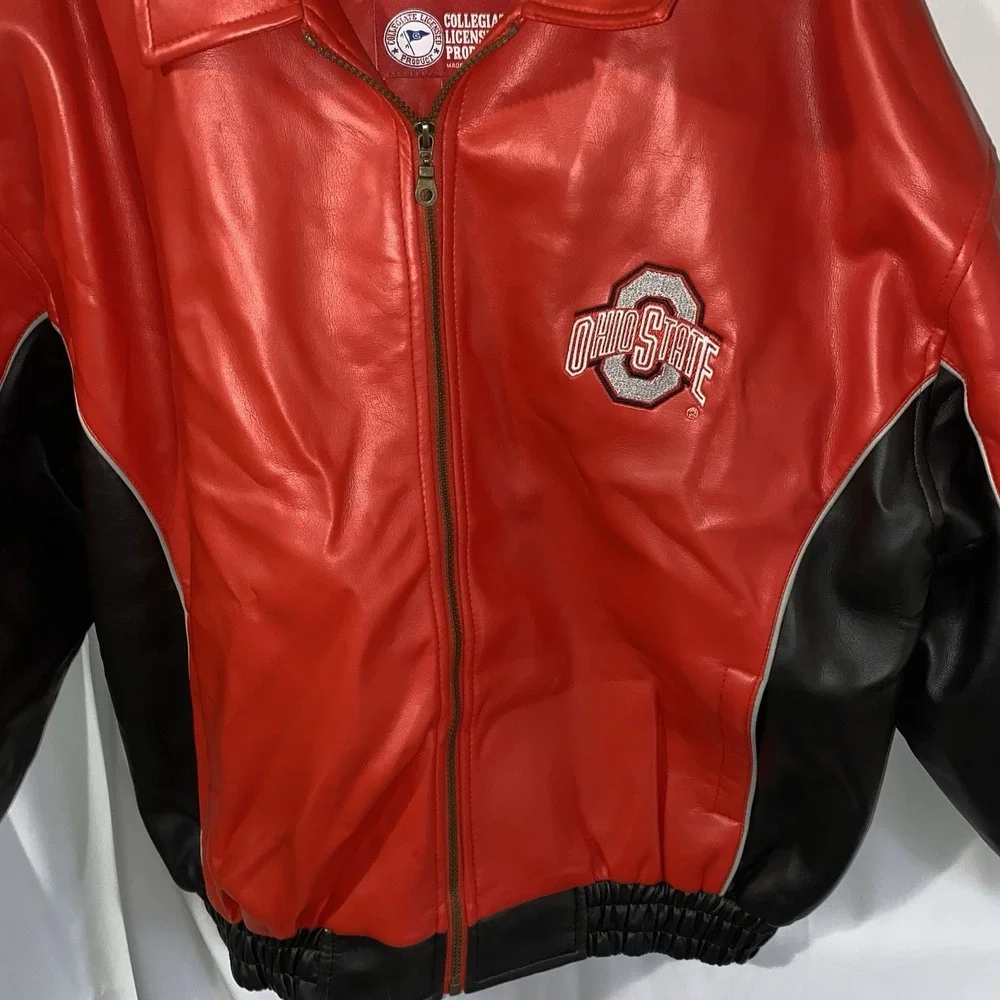 Vtg Ohio State Buckeyes Collegiate Faux Leather Varsity‎ Jacket Mens Medium
